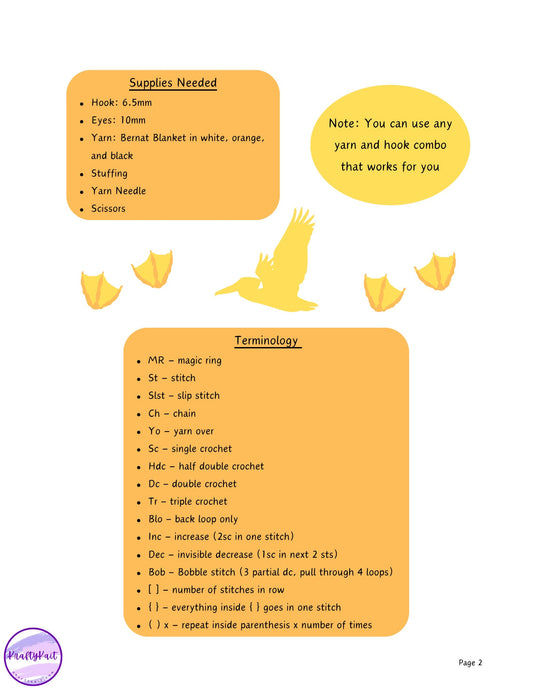 Crochet PATTERN: White Pelican Plushie