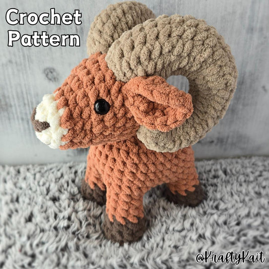 Crochet PATTERN: Bighorn Sheep - Dall Sheep - Standing Ram - Aries Plushie