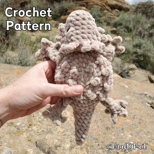 Crochet PATTERN: Low-Sew Horned Lizard - Horny Toad - Horned Frog