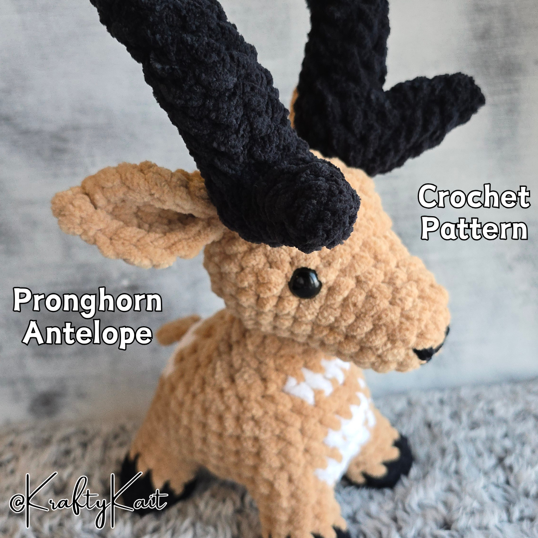 Crochet PATTERN: Pronghorn Antelope - American Antelope Amigurumi Plushie