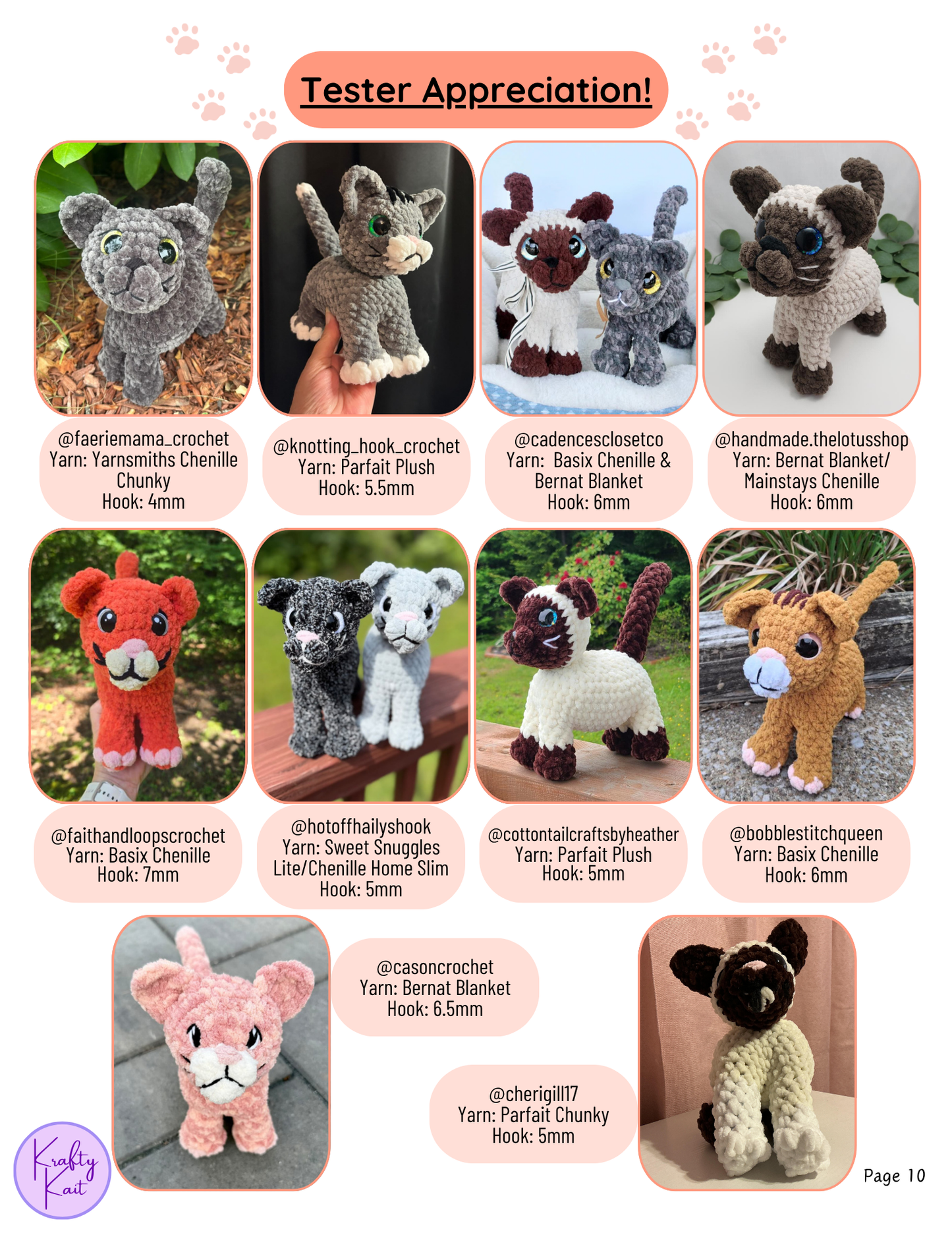 Crochet PATTERN: Standing Kitty - Siamese Tabby Solid Color Cat - Amigurumi Plushie