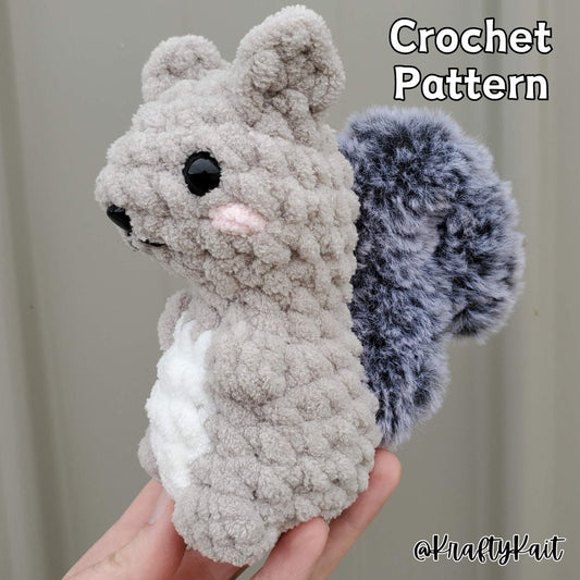 Crochet PATTERN: No-Sew Squirrel Pattern with Optional Acorn