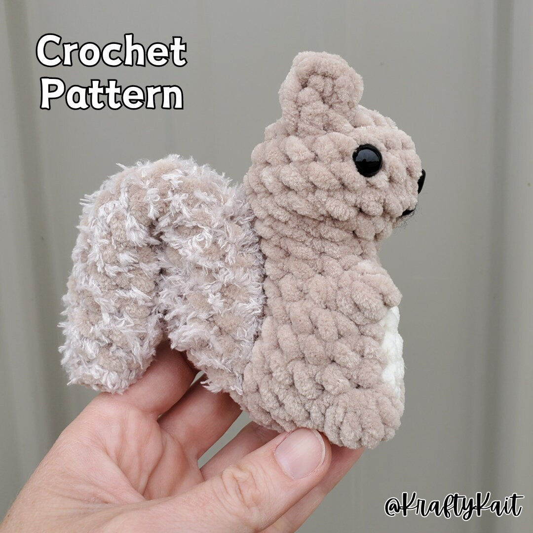 Crochet PATTERN: No-Sew Squirrel Pattern with Optional Acorn