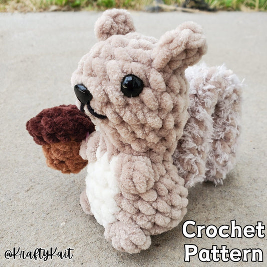 Crochet PATTERN: No-Sew Squirrel Pattern with Optional Acorn