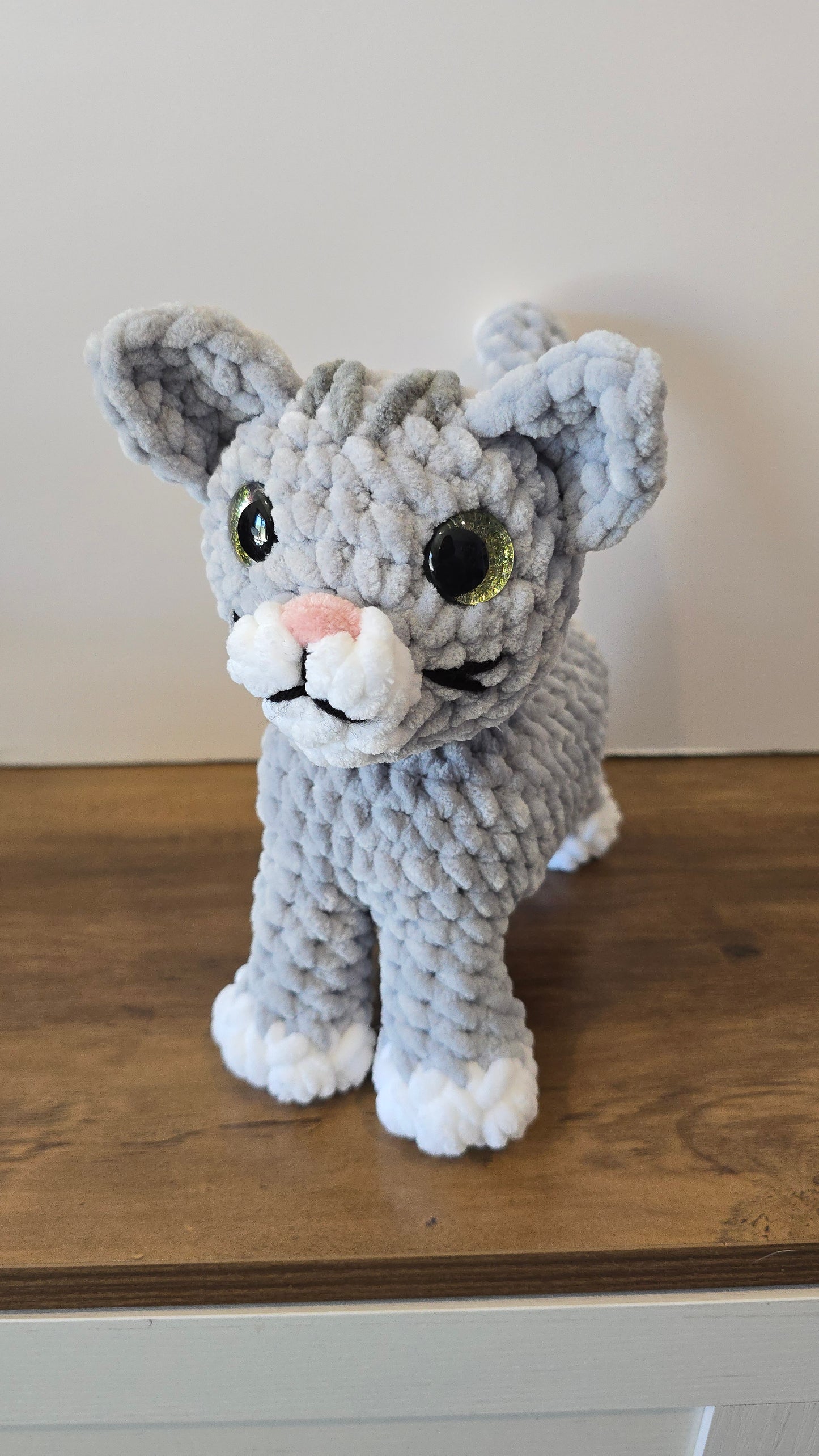 Crochet PATTERN: Standing Kitty - Siamese Tabby Solid Color Cat - Amigurumi Plushie