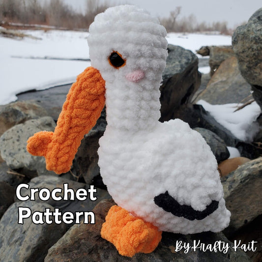 Crochet PATTERN: White Pelican Plushie