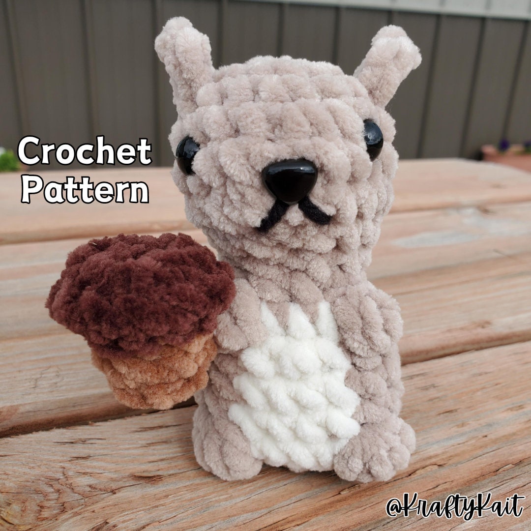 Crochet PATTERN: No-Sew Squirrel Pattern with Optional Acorn