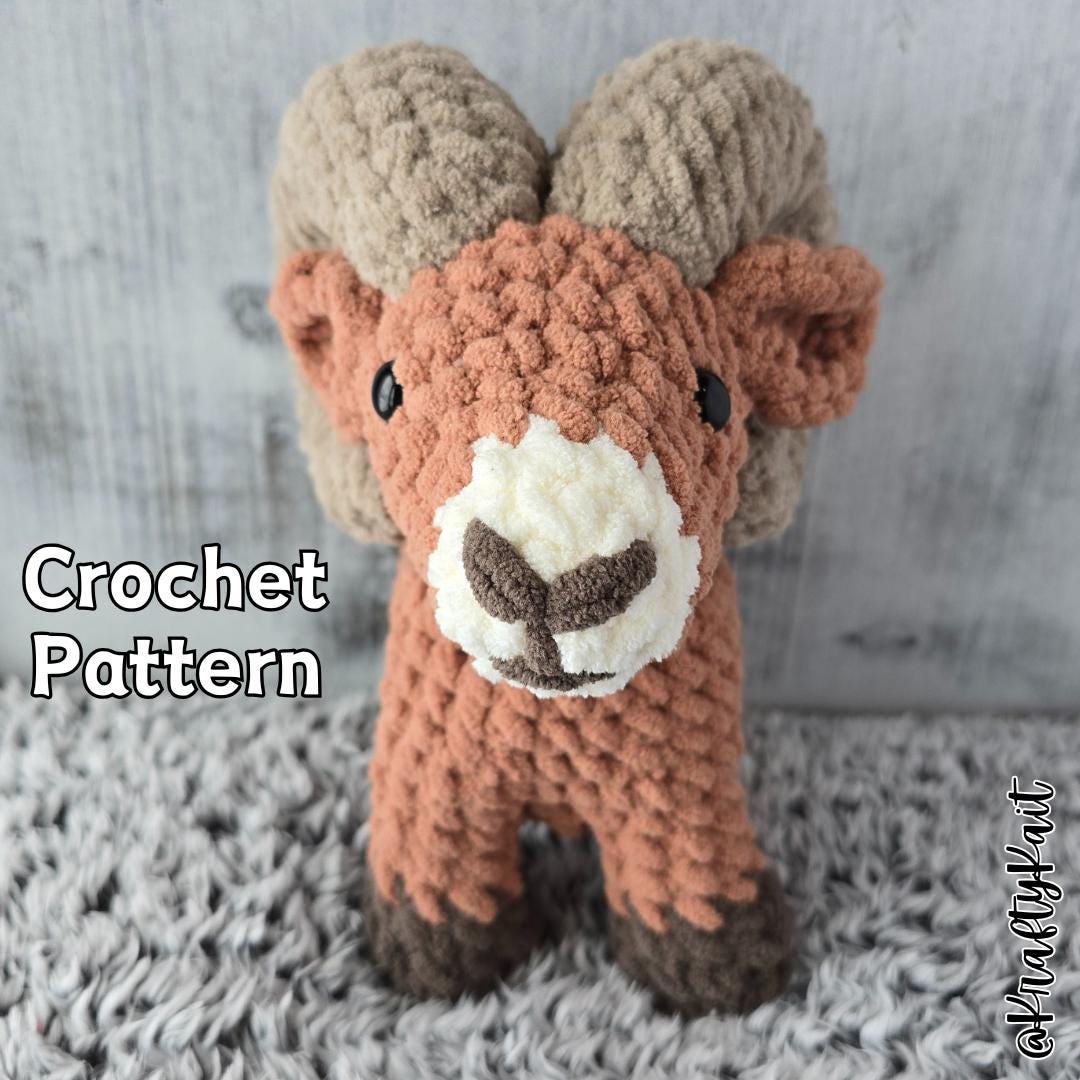 Crochet PATTERN: Bighorn Sheep - Dall Sheep - Standing Ram - Aries Plushie