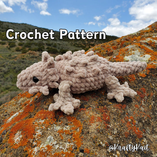 Crochet PATTERN: Low-Sew Horned Lizard - Horny Toad - Horned Frog