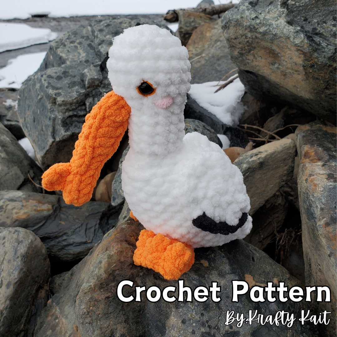 Crochet PATTERN: White Pelican Plushie