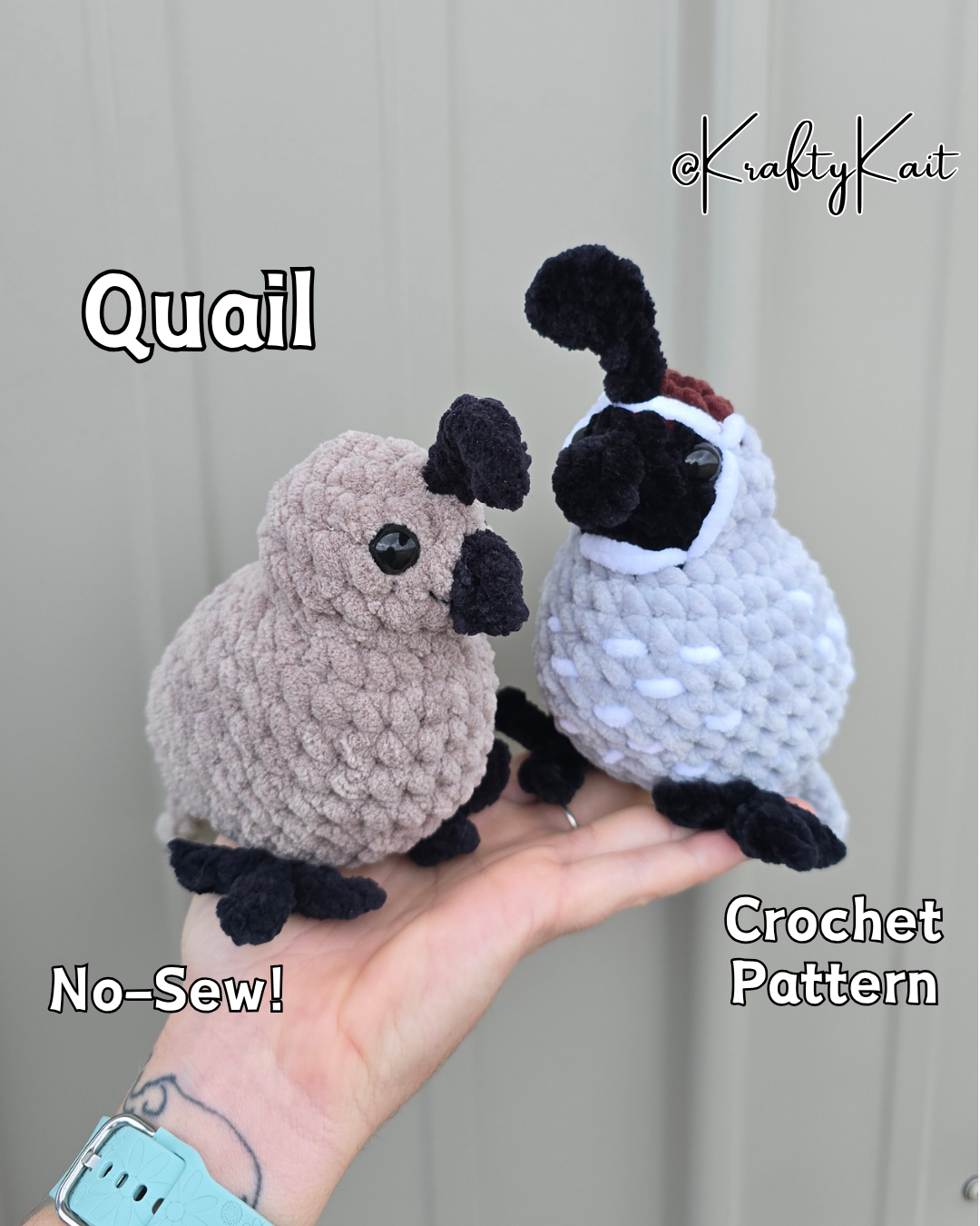 Crochet PATTERN: Quail - California or Gambel's Quail - No-Sew and Market Friendly Amigurumi Plushie