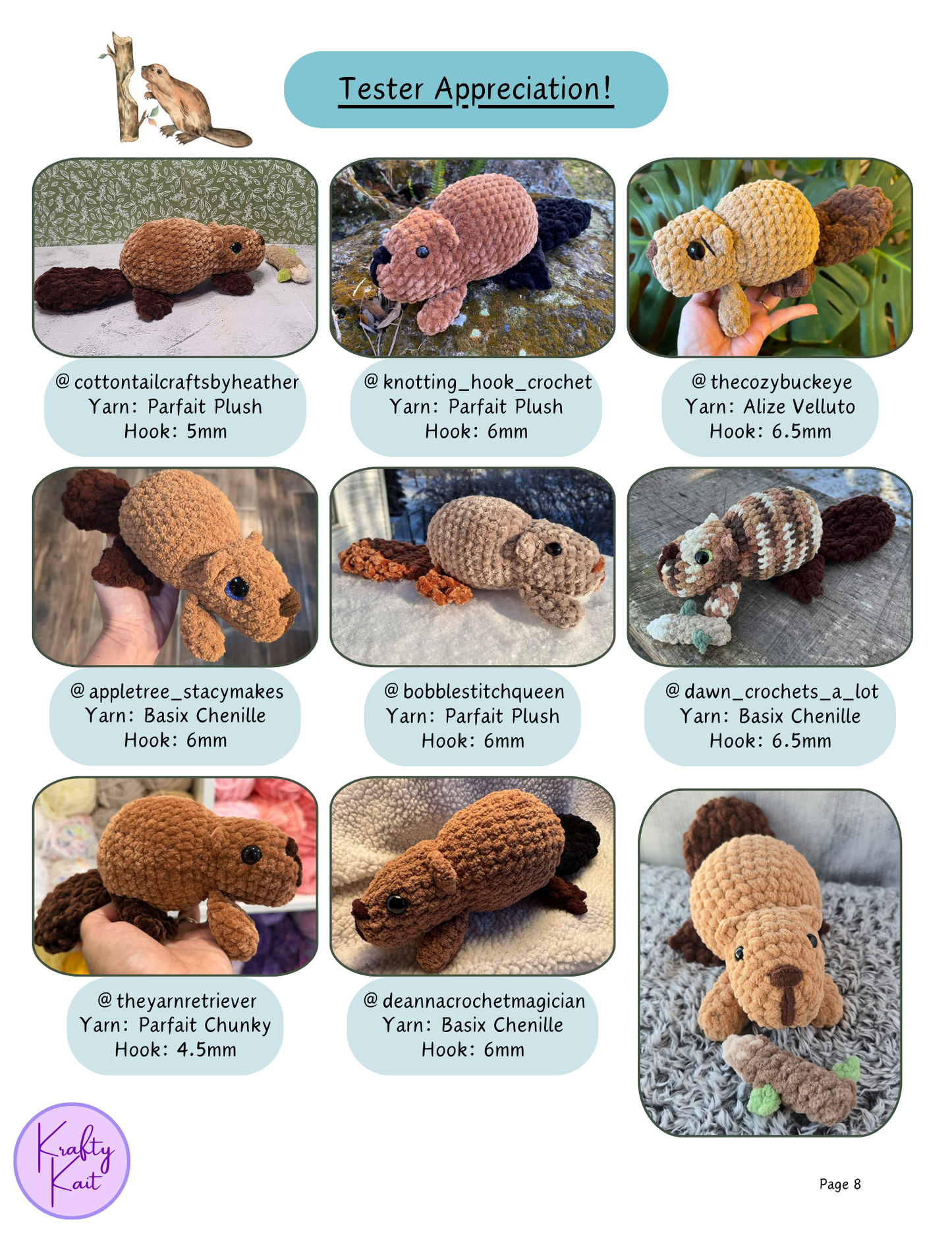 Crochet PATTERN: Aspen the Beaver - Optional Chewed Branch Accessory - No-Sew Amigurumi Beaver