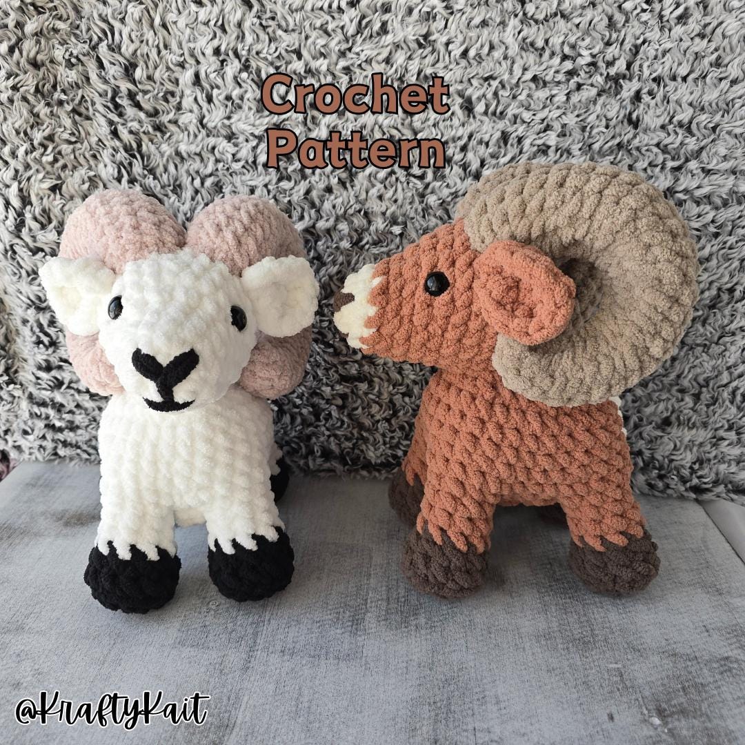 Crochet PATTERN: Bighorn Sheep - Dall Sheep - Standing Ram - Aries Plushie