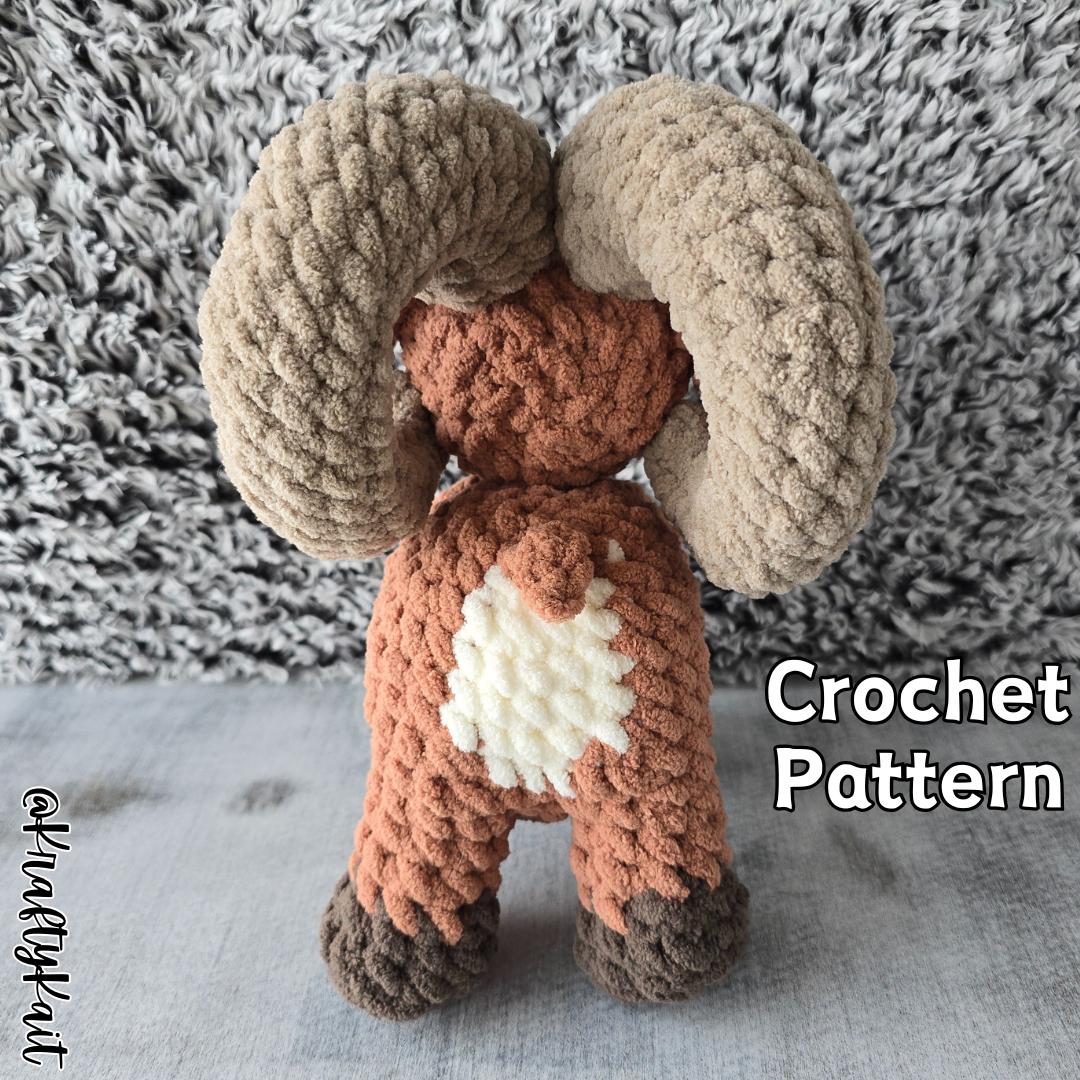 Crochet PATTERN: Bighorn Sheep - Dall Sheep - Standing Ram - Aries Plushie