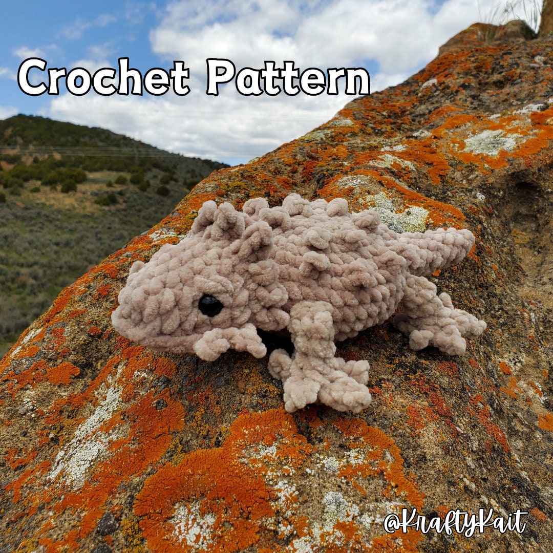 Crochet PATTERN: Low-Sew Horned Lizard - Horny Toad - Horned Frog