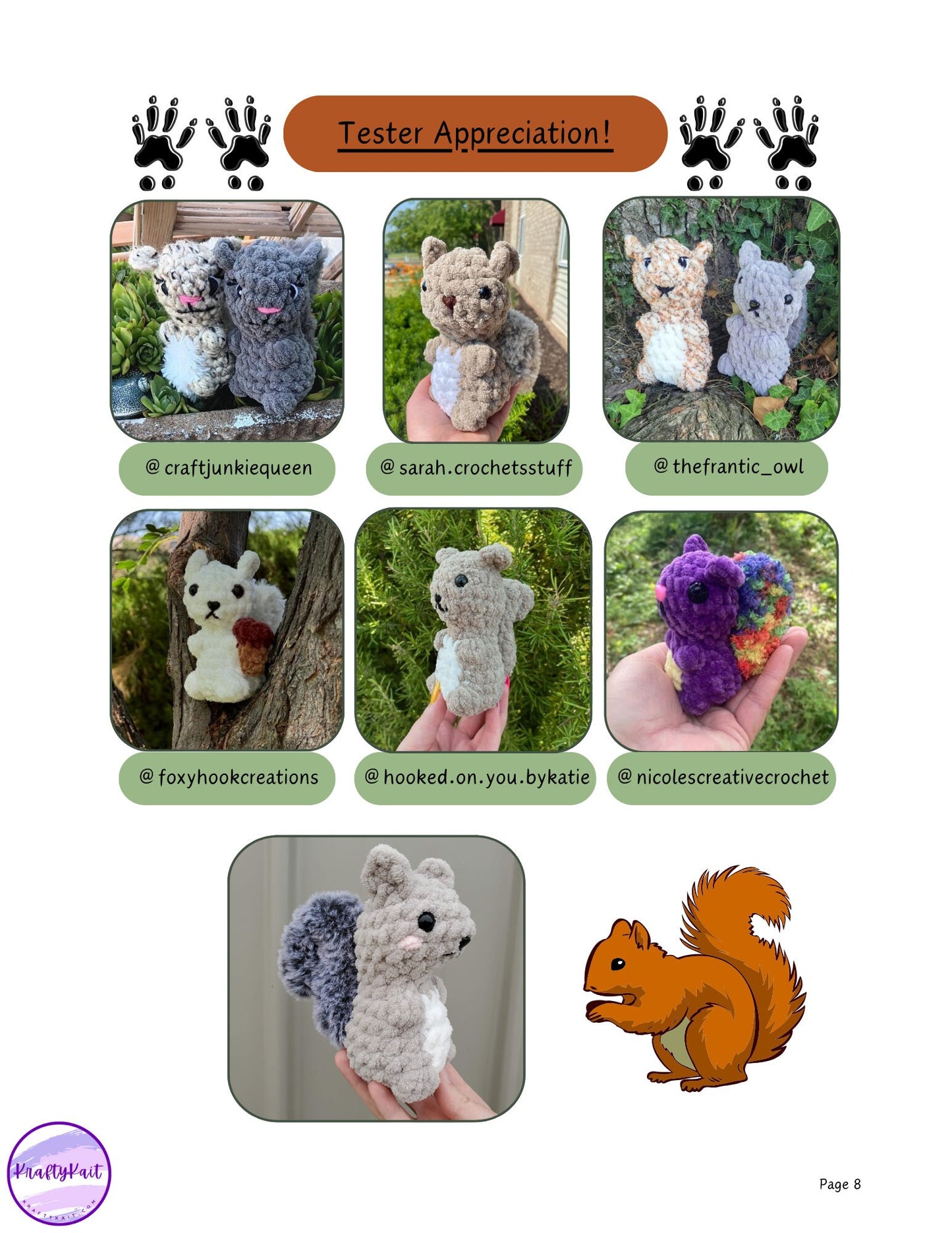 Crochet PATTERN: No-Sew Squirrel Pattern with Optional Acorn